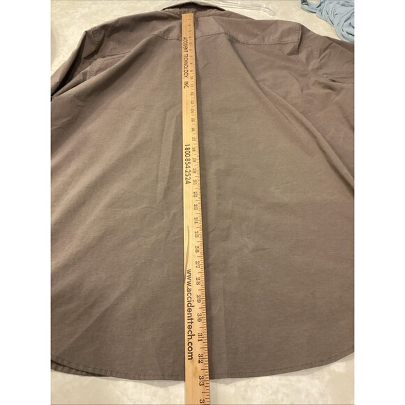 Swiss Tech Shirt Mens 2XL Brown Button Hiking Chest Pocket Techwear Atheisure - Picture 10 of 11